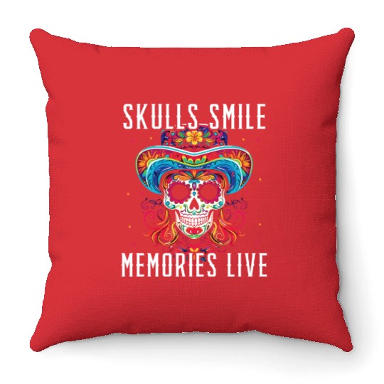 Dia De Los Muertos Sugar Skull Mexican Holiday Throw Pillows