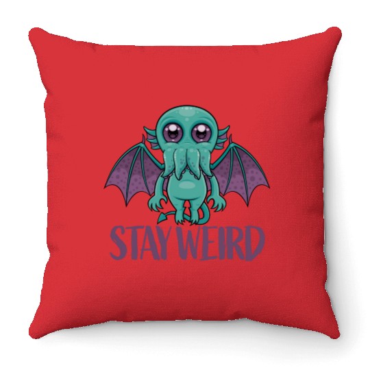 Stay Weird Cute Cthulhu Monster Throw Pillows