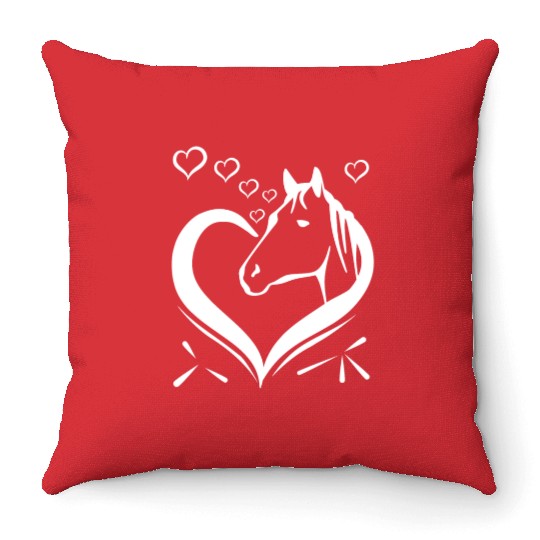 Cute horse heart for horseowner Throw Pillows