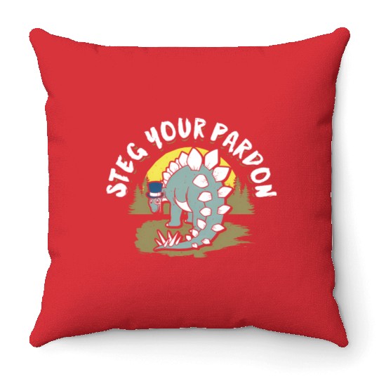 Dinosaur T For Stegosaurus Throw Pillows