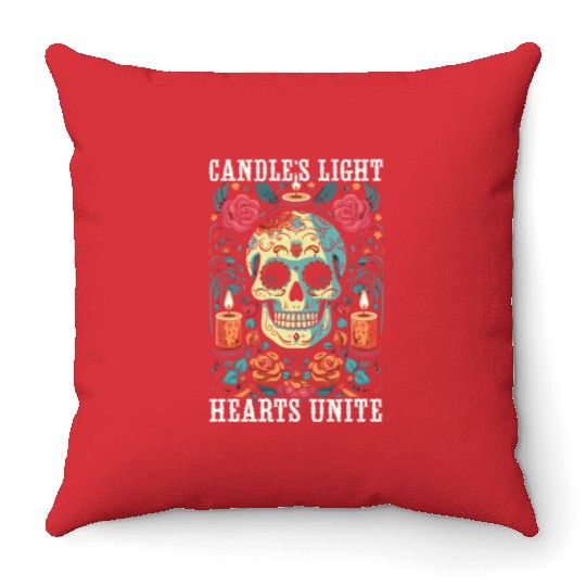 Dia De Los Muertos Sugar Skull Mexican Holiday Throw Pillows