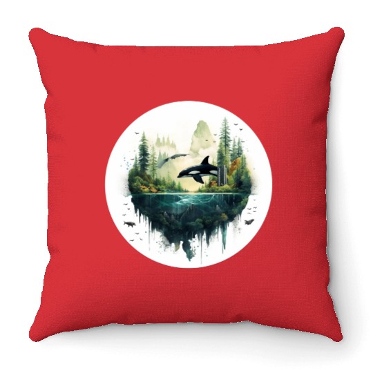 Orca SeaScape Throw Pillows