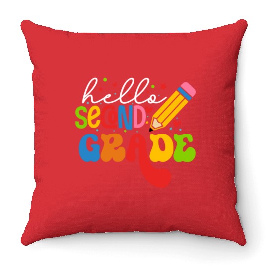 Back To School Clothes - Hello Second Grade Throw Pillows