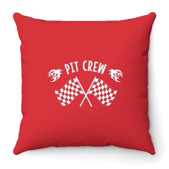 Pit Crew Racing Mechanic Car Parts Race Track Throw Pillows