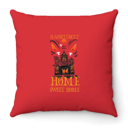 Horror Paranormal Haunted House Spooky Halloween Throw Pillows