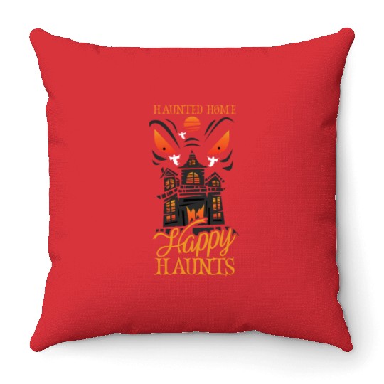 Horror Paranormal Haunted House Spooky Halloween Throw Pillows