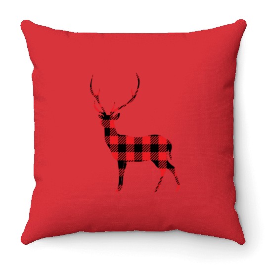 Buffalo Plaid Deer Throw Pillows