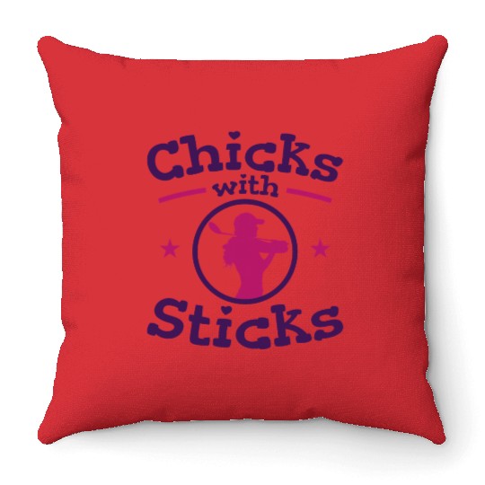 Chicks With Sticks Golf Throw Pillows Women Club Design I