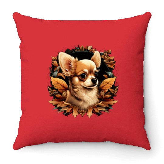 Chihuahua | Thanksgiving Day Farmer Food Autumn Throw Pillows