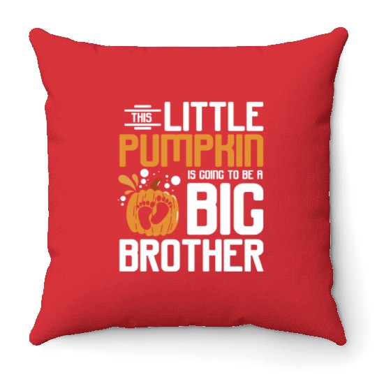 Pregnancy Thanksgiving pumpkin big brother Throw Pillows