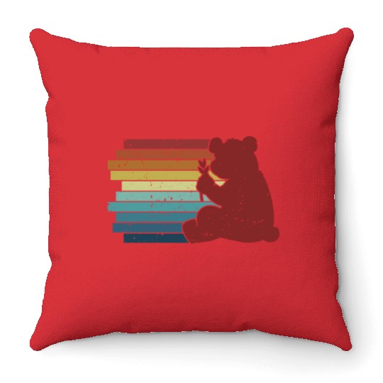 Retro Panda Bear Friend Ailuropoda Melanoleuca Throw Pillows