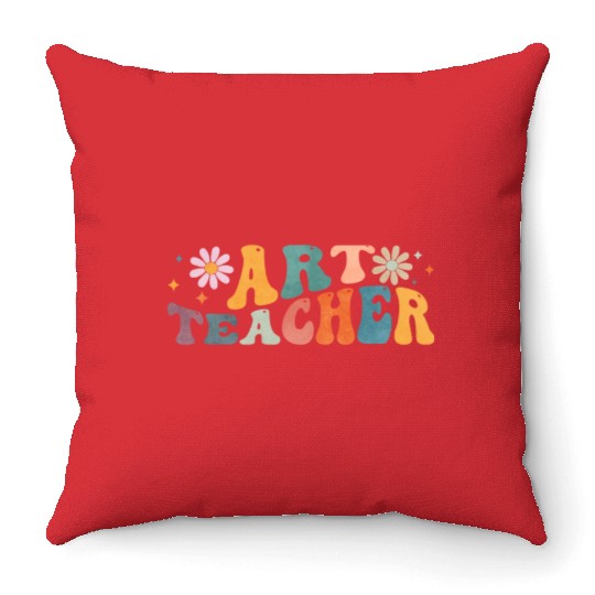 Groovy Art Teacher Artist Artistic Teaching Throw Pillows