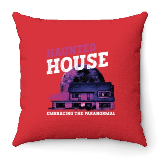 Horror Paranormal Haunted House Spooky Halloween Throw Pillows