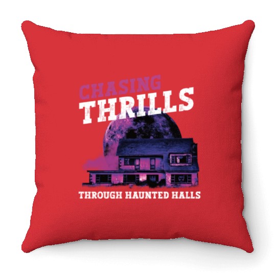 Horror Paranormal Haunted House Spooky Halloween Throw Pillows