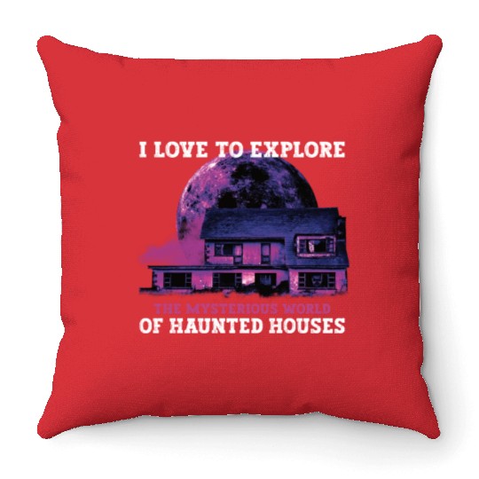 Horror Paranormal Haunted House Spooky Halloween Throw Pillows