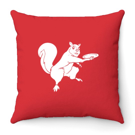 Disc Golf Frisbee Golf Squirrel Throw Pillows