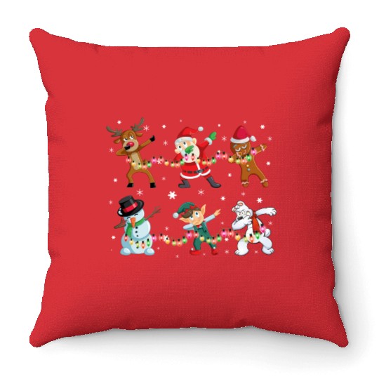 Funny Dabbing Santa And Friends Throw Pillows Christmas