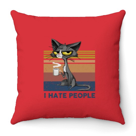 Cat I Hate People Throw Pillows