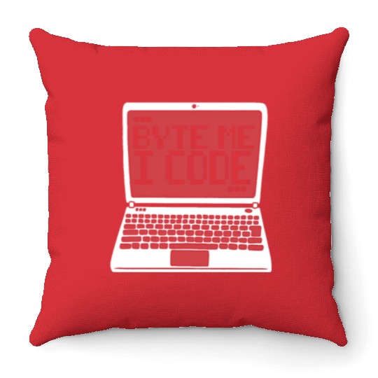 Byte Me I Code Coder Engineer Full Stack Software Throw Pillows