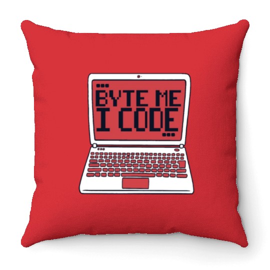 Byte Me I Code Coder Engineer Full Stack Software Throw Pillows