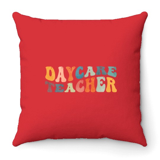 Groovy Daycare Teacher Provider Childcare Throw Pillows