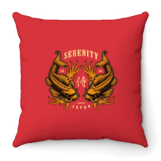 Double Pisces Serenity Koi Throw Pillows