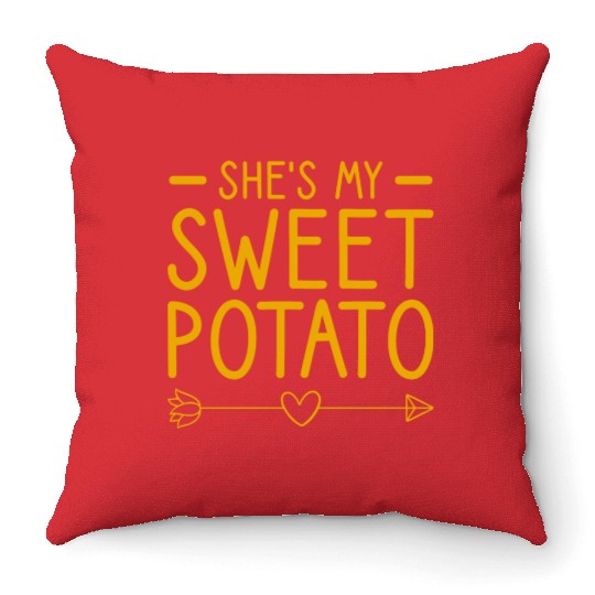 She s My Sweet Potato I Yam Couple s Matching Throw Pillows