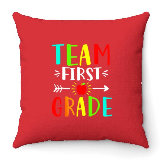 Team First Grade Student Teacher Team Funny Back Throw Pillows