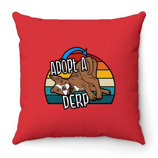 Pit Bull Lover Adopt A Derp Dog Rescue Throw Pillows
