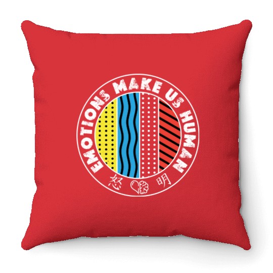 Emotions Make Us Human Kanji Symbols Throw Pillows