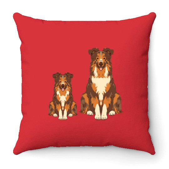 Collie Dog Lover Parent Dad Mom and Son Daughter Throw Pillows