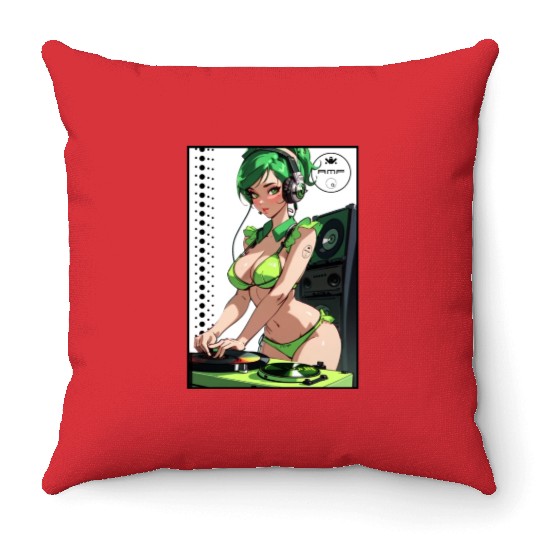 Sexy DJ Pin Up 009 Throw Pillows