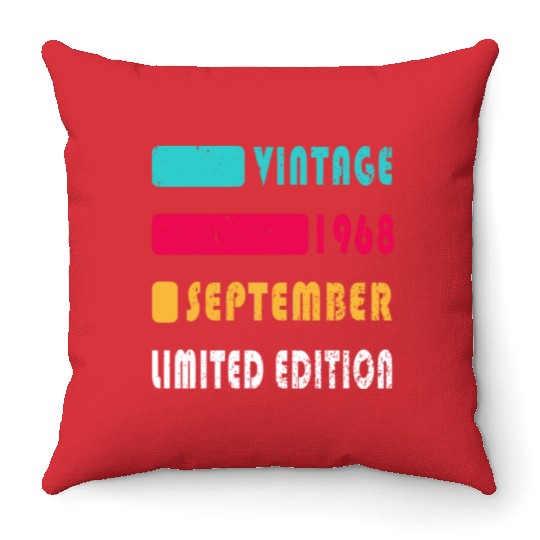 september 1968 Anniversary september 1968 septembe Throw Pillows
