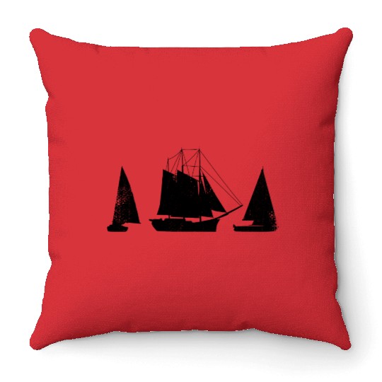 Sailing Boat Sketch Throw Pillows