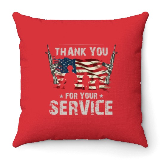 Thank You For Your Service US Flag Veterans Day Throw Pillows
