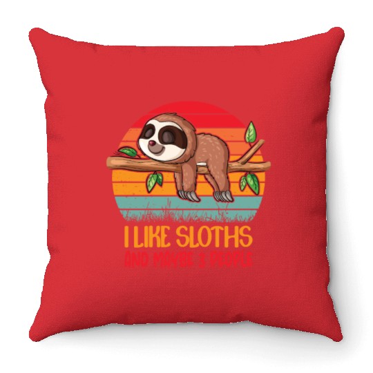Funny Sloth Design For Sloth Lover Men Women Kids Throw Pillows
