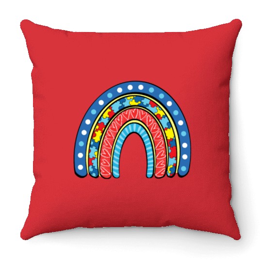 Autism Rainbow Throw Pillows