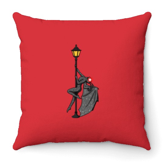 Mothman Pole Dancing On A Street Lamp Funny Throw Pillows