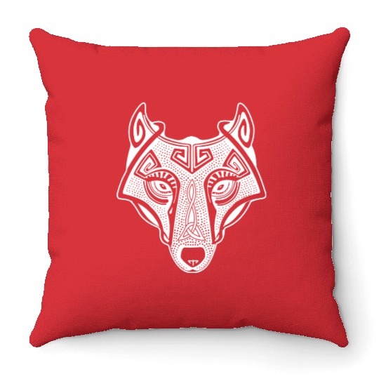 Viking wolf white Fenrir valhalla Throw Pillows