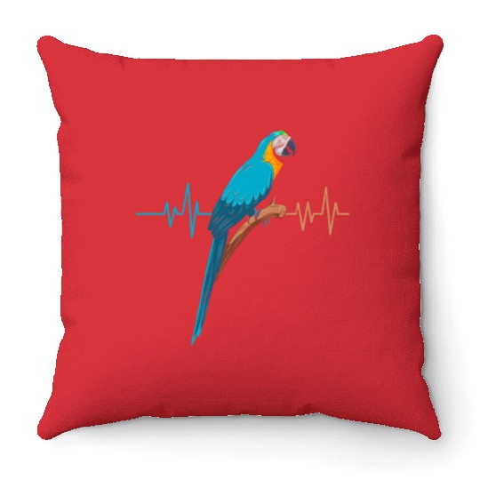 Macaw Heart Beat Parrot Bird Parrots Macaws Throw Pillows