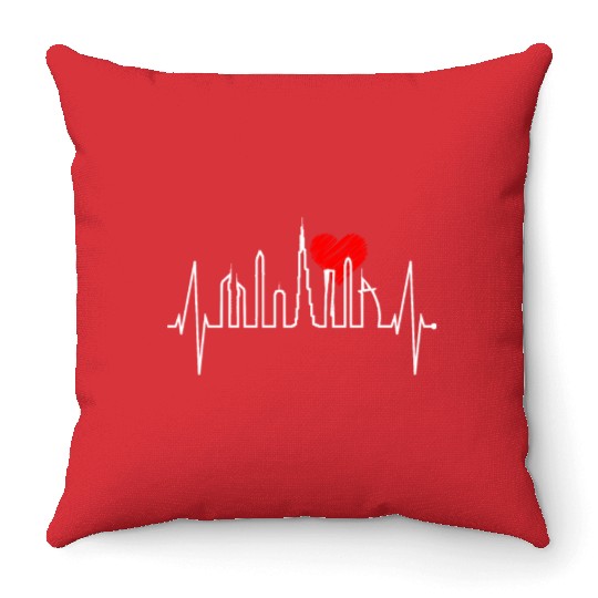 Dubai Skyline Heartbeat Burj Khalifa Silhouette Throw Pillows