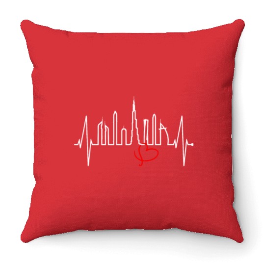 Dubai Skyline Heartbeat Burj Khalifa Silhouette Throw Pillows