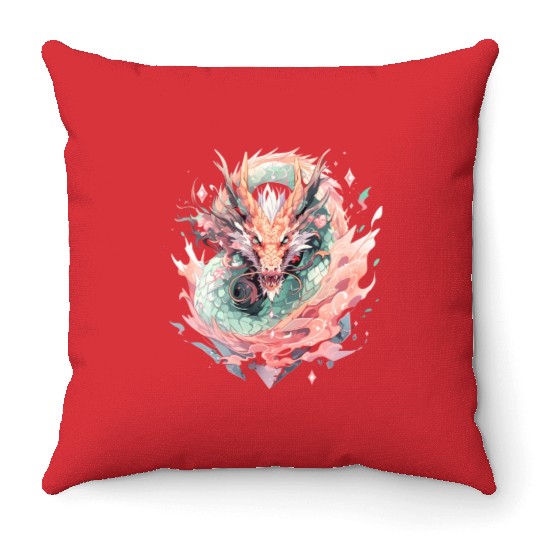 Adorable Crystal Chinese Dragon Throw Pillows