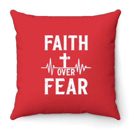 Faith Over Fear Love JesusChristian Christmas Throw Pillows