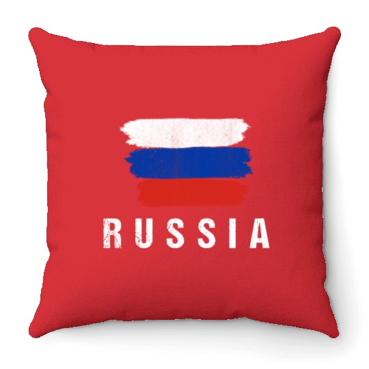 Painted Russia Flag Russian Flag Fan Throw Pillows