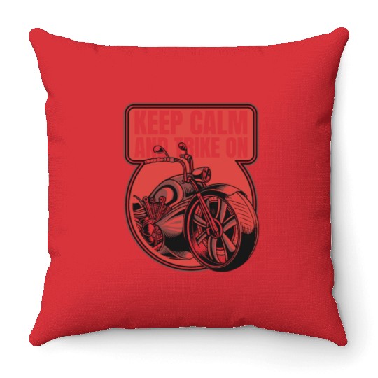 Keep Calm And Trike On Motorbike Motorcycle Trike Throw Pillows