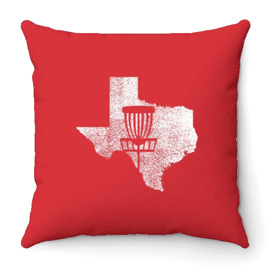 Texas Disc Golf State with Basket Distressed Graph Throw Pillows