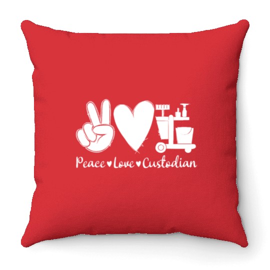 Tie Dye Peace Love Custodian Appreciation backsupp Throw Pillows