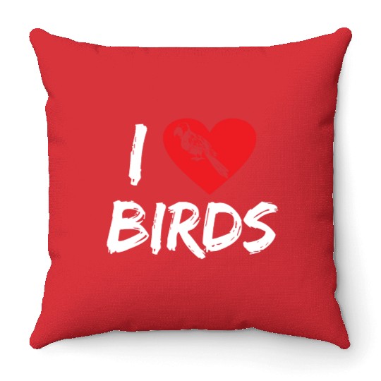 Bird Lover Heart Cute Birdwatcher Parrot Heron Throw Pillows
