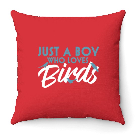 Bird Budgie Boy Avian Love Robin Heron Hummingbird Throw Pillows
